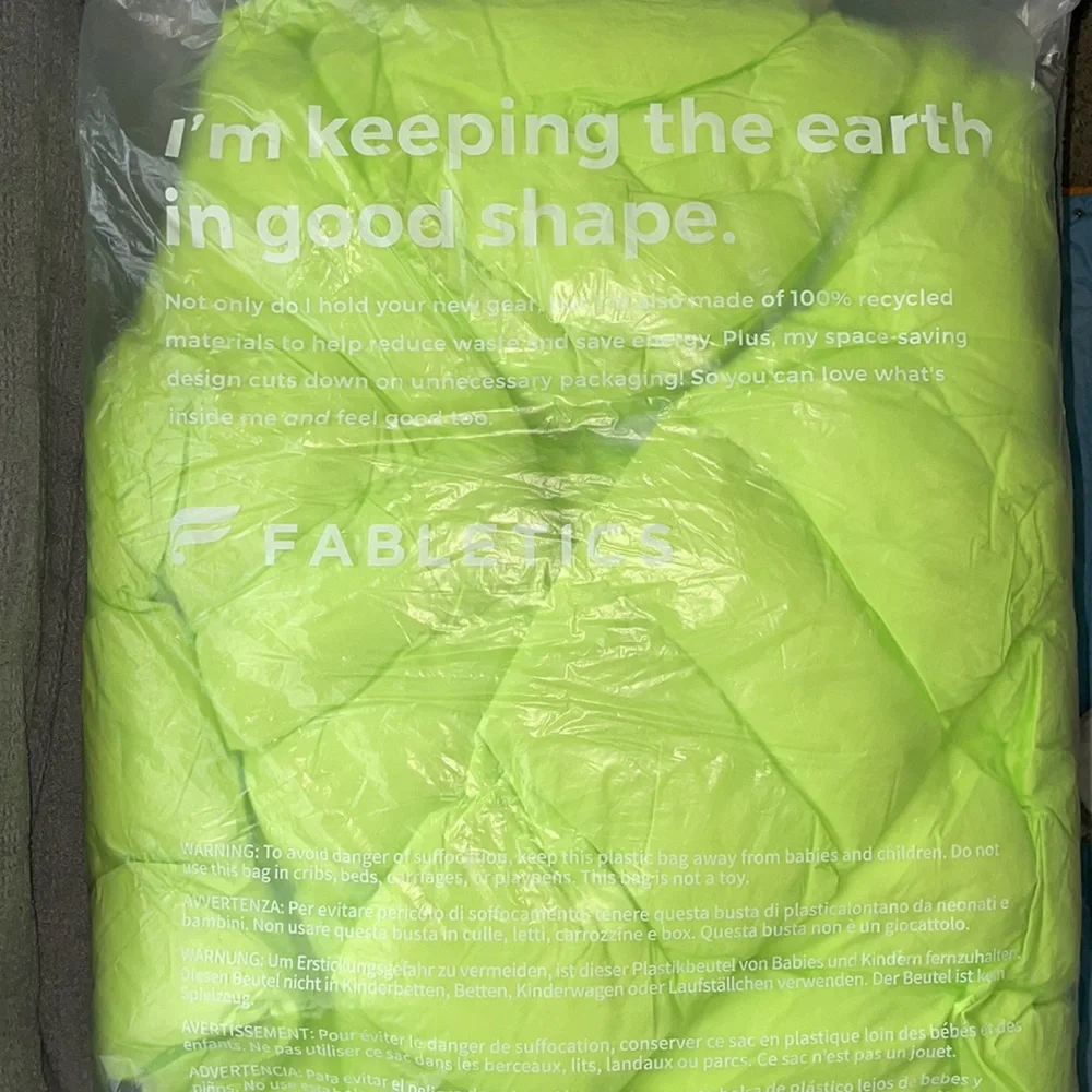 Fabletics Lime Green Quilted Hooded Puffer Jacket